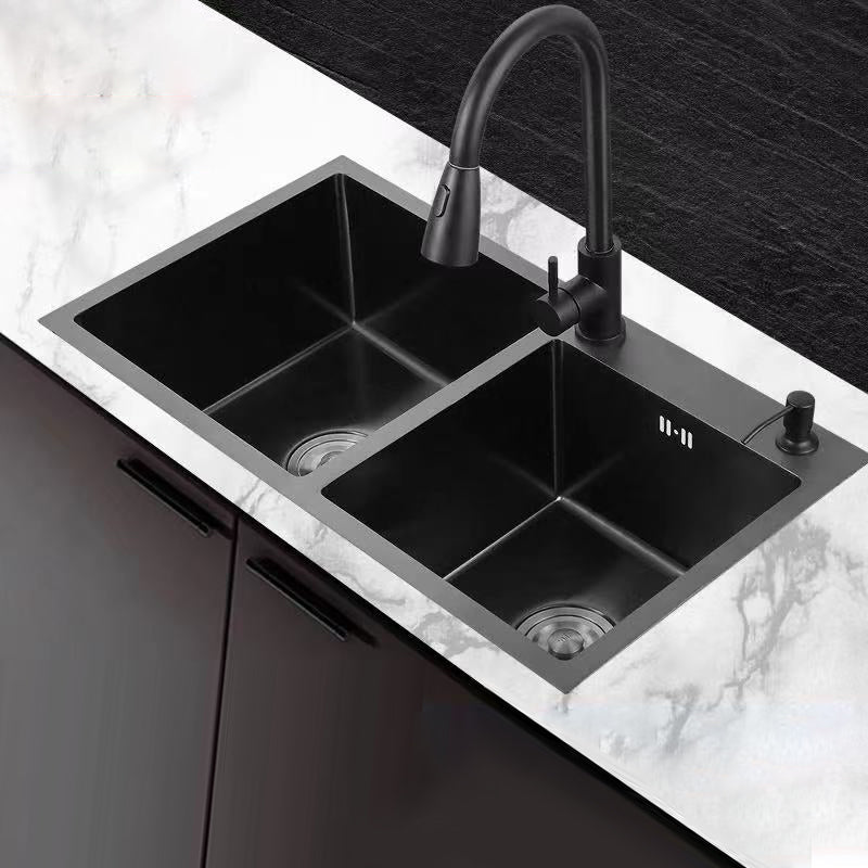 Modern Style Kitchen Sink Stainless Steel Rectangle 2 Holes Kitchen Sink Clearhalo 'Home Improvement' 'home_improvement' 'home_improvement_kitchen_sinks' 'Kitchen Remodel & Kitchen Fixtures' 'Kitchen Sinks & Faucet Components' 'Kitchen Sinks' 'kitchen_sinks' 6381120
