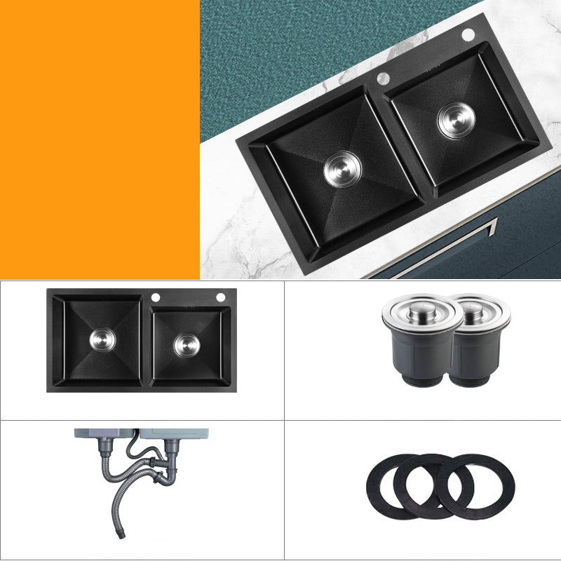 Modern Style Kitchen Sink Stainless Steel Rectangle 2 Holes Kitchen Sink Sink Only None Clearhalo 'Home Improvement' 'home_improvement' 'home_improvement_kitchen_sinks' 'Kitchen Remodel & Kitchen Fixtures' 'Kitchen Sinks & Faucet Components' 'Kitchen Sinks' 'kitchen_sinks' 6381121