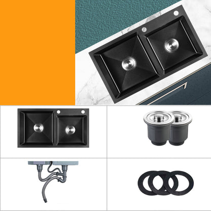 Modern Style Kitchen Sink Stainless Steel Rectangle 2 Holes Kitchen Sink Sink Only None Clearhalo 'Home Improvement' 'home_improvement' 'home_improvement_kitchen_sinks' 'Kitchen Remodel & Kitchen Fixtures' 'Kitchen Sinks & Faucet Components' 'Kitchen Sinks' 'kitchen_sinks' 6381121