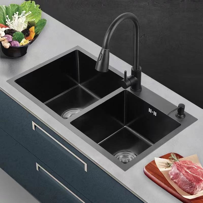 Modern Style Kitchen Sink Stainless Steel Rectangle 2 Holes Kitchen Sink Clearhalo 'Home Improvement' 'home_improvement' 'home_improvement_kitchen_sinks' 'Kitchen Remodel & Kitchen Fixtures' 'Kitchen Sinks & Faucet Components' 'Kitchen Sinks' 'kitchen_sinks' 6381123