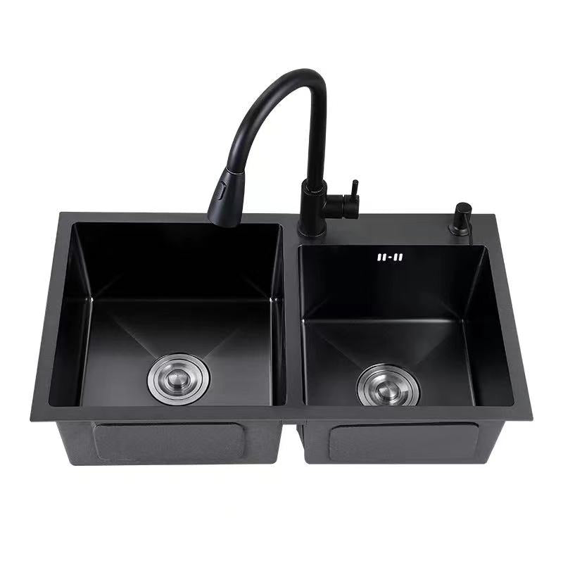 Modern Style Kitchen Sink Stainless Steel Rectangle 2 Holes Kitchen Sink Clearhalo 'Home Improvement' 'home_improvement' 'home_improvement_kitchen_sinks' 'Kitchen Remodel & Kitchen Fixtures' 'Kitchen Sinks & Faucet Components' 'Kitchen Sinks' 'kitchen_sinks' 6381128