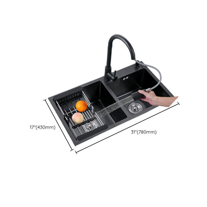 Modern Style Kitchen Sink Stainless Steel Rectangle 2 Holes Kitchen Sink Clearhalo 'Home Improvement' 'home_improvement' 'home_improvement_kitchen_sinks' 'Kitchen Remodel & Kitchen Fixtures' 'Kitchen Sinks & Faucet Components' 'Kitchen Sinks' 'kitchen_sinks' 6381149