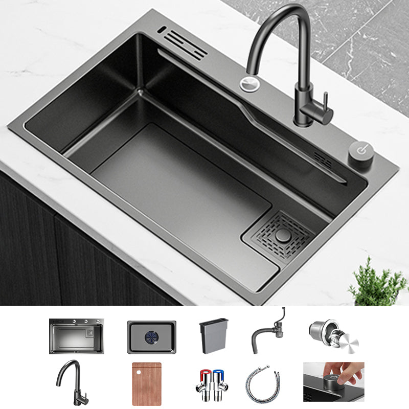 Contemporary Style Kitchen Sink Set Stainless Steel Corrosion Resistant Kitchen Sink Set Sink with Faucet Round Faucet Clearhalo 'Home Improvement' 'home_improvement' 'home_improvement_kitchen_sinks' 'Kitchen Remodel & Kitchen Fixtures' 'Kitchen Sinks & Faucet Components' 'Kitchen Sinks' 'kitchen_sinks' 6381157