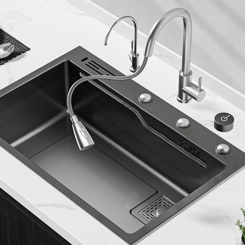 Contemporary Style Kitchen Sink Set Stainless Steel Corrosion Resistant Kitchen Sink Set Clearhalo 'Home Improvement' 'home_improvement' 'home_improvement_kitchen_sinks' 'Kitchen Remodel & Kitchen Fixtures' 'Kitchen Sinks & Faucet Components' 'Kitchen Sinks' 'kitchen_sinks' 6381161