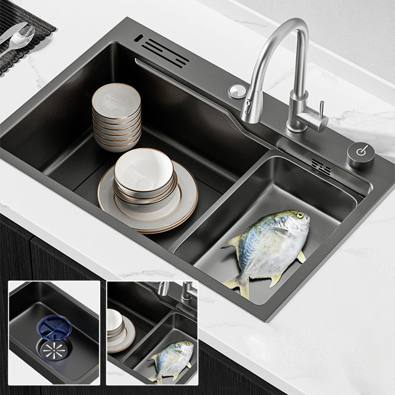 Contemporary Style Kitchen Sink Set Stainless Steel Corrosion Resistant Kitchen Sink Set Clearhalo 'Home Improvement' 'home_improvement' 'home_improvement_kitchen_sinks' 'Kitchen Remodel & Kitchen Fixtures' 'Kitchen Sinks & Faucet Components' 'Kitchen Sinks' 'kitchen_sinks' 6381165