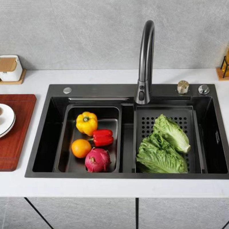 Modern Kitchen Sink Stainless Steel with Accessories and Faucet Bar Prep Sink Clearhalo 'Home Improvement' 'home_improvement' 'home_improvement_kitchen_sinks' 'Kitchen Remodel & Kitchen Fixtures' 'Kitchen Sinks & Faucet Components' 'Kitchen Sinks' 'kitchen_sinks' 6381229