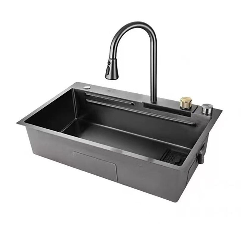 Modern Kitchen Sink Stainless Steel with Accessories and Faucet Bar Prep Sink Clearhalo 'Home Improvement' 'home_improvement' 'home_improvement_kitchen_sinks' 'Kitchen Remodel & Kitchen Fixtures' 'Kitchen Sinks & Faucet Components' 'Kitchen Sinks' 'kitchen_sinks' 6381230