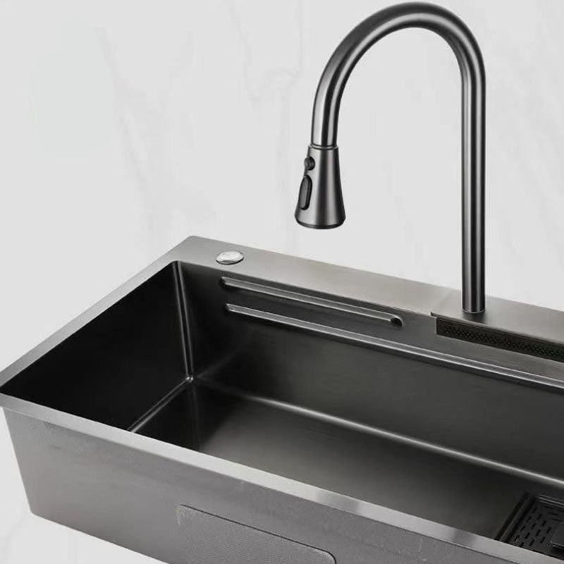 Modern Kitchen Sink Stainless Steel with Accessories and Faucet Bar Prep Sink Clearhalo 'Home Improvement' 'home_improvement' 'home_improvement_kitchen_sinks' 'Kitchen Remodel & Kitchen Fixtures' 'Kitchen Sinks & Faucet Components' 'Kitchen Sinks' 'kitchen_sinks' 6381240