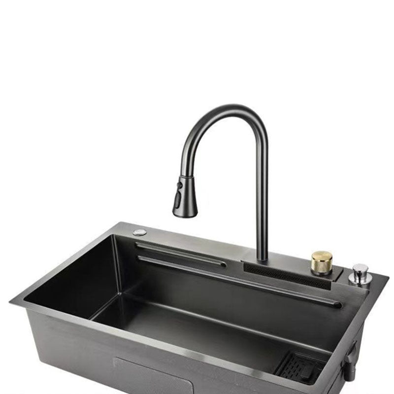 Modern Kitchen Sink Stainless Steel with Accessories and Faucet Bar Prep Sink Clearhalo 'Home Improvement' 'home_improvement' 'home_improvement_kitchen_sinks' 'Kitchen Remodel & Kitchen Fixtures' 'Kitchen Sinks & Faucet Components' 'Kitchen Sinks' 'kitchen_sinks' 6381242