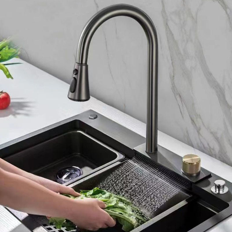 Modern Kitchen Sink Stainless Steel with Accessories and Faucet Bar Prep Sink Clearhalo 'Home Improvement' 'home_improvement' 'home_improvement_kitchen_sinks' 'Kitchen Remodel & Kitchen Fixtures' 'Kitchen Sinks & Faucet Components' 'Kitchen Sinks' 'kitchen_sinks' 6381250
