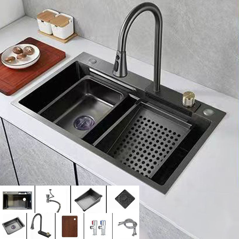 Modern Kitchen Sink Stainless Steel with Accessories and Faucet Bar Prep Sink Sink with Faucet Clearhalo 'Home Improvement' 'home_improvement' 'home_improvement_kitchen_sinks' 'Kitchen Remodel & Kitchen Fixtures' 'Kitchen Sinks & Faucet Components' 'Kitchen Sinks' 'kitchen_sinks' 6381252