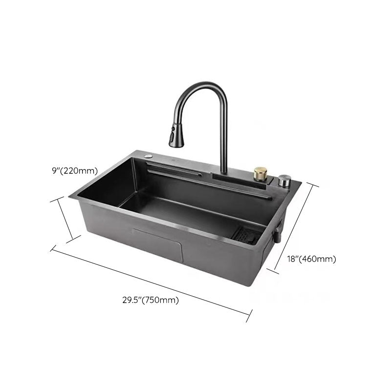 Modern Kitchen Sink Stainless Steel with Accessories and Faucet Bar Prep Sink Clearhalo 'Home Improvement' 'home_improvement' 'home_improvement_kitchen_sinks' 'Kitchen Remodel & Kitchen Fixtures' 'Kitchen Sinks & Faucet Components' 'Kitchen Sinks' 'kitchen_sinks' 6381254