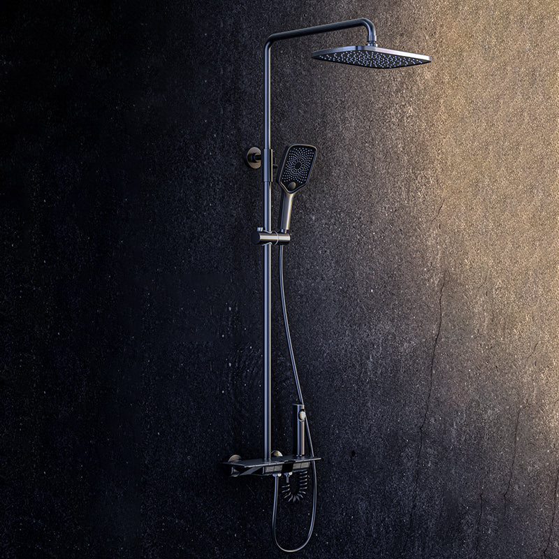 Brass Wall Mounted Shower Combo Rain Shower Set with Slide Bar Included Clearhalo 'Bathroom Remodel & Bathroom Fixtures' 'Home Improvement' 'home_improvement' 'home_improvement_shower_faucets' 'Shower Faucets & Systems' 'shower_faucets' 'Showers & Bathtubs Plumbing' 'Showers & Bathtubs' 6381257