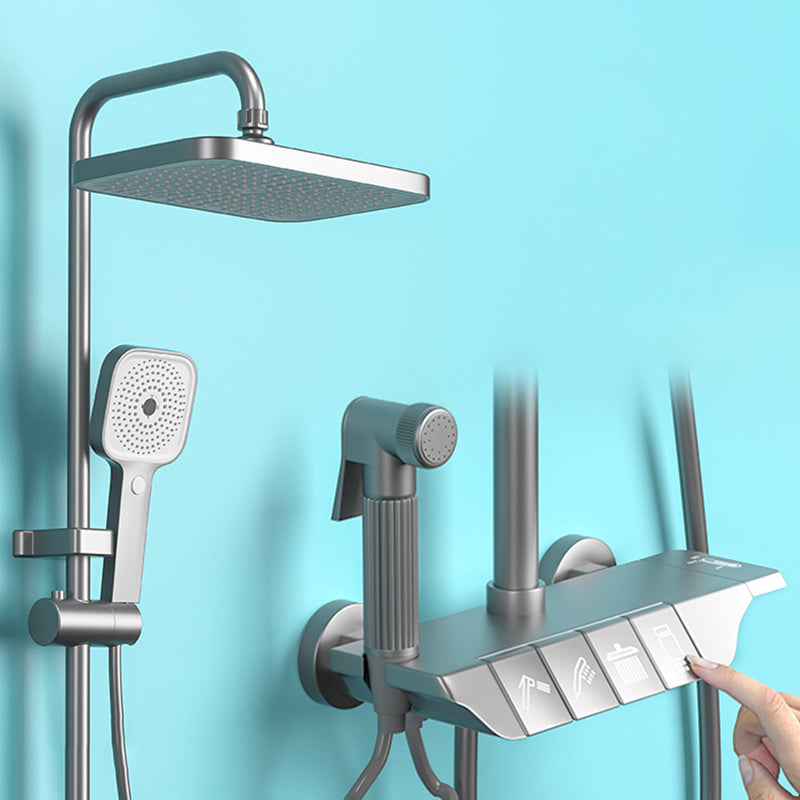 Modern Shower System Wall Mounted Spot Resist Rectangle Shower System with Hand Shower Clearhalo 'Bathroom Remodel & Bathroom Fixtures' 'Home Improvement' 'home_improvement' 'home_improvement_shower_faucets' 'Shower Faucets & Systems' 'shower_faucets' 'Showers & Bathtubs Plumbing' 'Showers & Bathtubs' 6381277