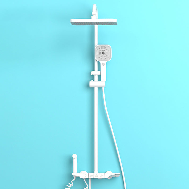 Modern Shower System Wall Mounted Spot Resist Rectangle Shower System with Hand Shower White Thermostatic Clearhalo 'Bathroom Remodel & Bathroom Fixtures' 'Home Improvement' 'home_improvement' 'home_improvement_shower_faucets' 'Shower Faucets & Systems' 'shower_faucets' 'Showers & Bathtubs Plumbing' 'Showers & Bathtubs' 6381279