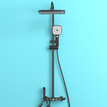 Modern Shower System Wall Mounted Spot Resist Rectangle Shower System with Hand Shower Black Temperature Control Clearhalo 'Bathroom Remodel & Bathroom Fixtures' 'Home Improvement' 'home_improvement' 'home_improvement_shower_faucets' 'Shower Faucets & Systems' 'shower_faucets' 'Showers & Bathtubs Plumbing' 'Showers & Bathtubs' 6381283
