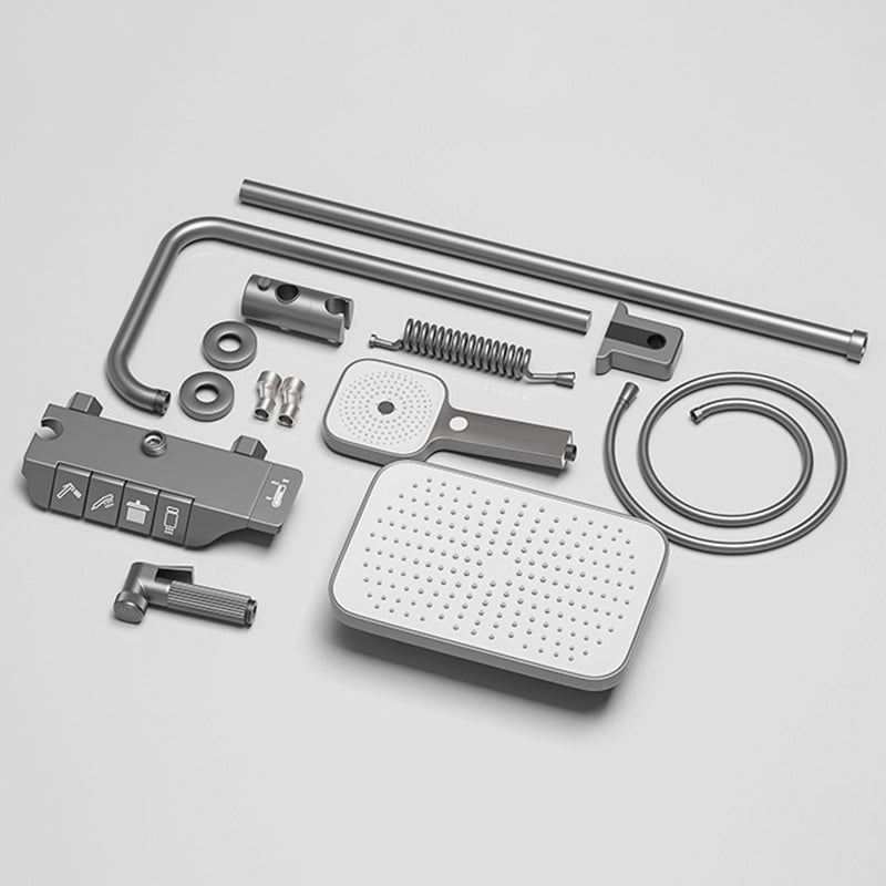 Modern Shower System Wall Mounted Spot Resist Rectangle Shower System with Hand Shower Clearhalo 'Bathroom Remodel & Bathroom Fixtures' 'Home Improvement' 'home_improvement' 'home_improvement_shower_faucets' 'Shower Faucets & Systems' 'shower_faucets' 'Showers & Bathtubs Plumbing' 'Showers & Bathtubs' 6381296