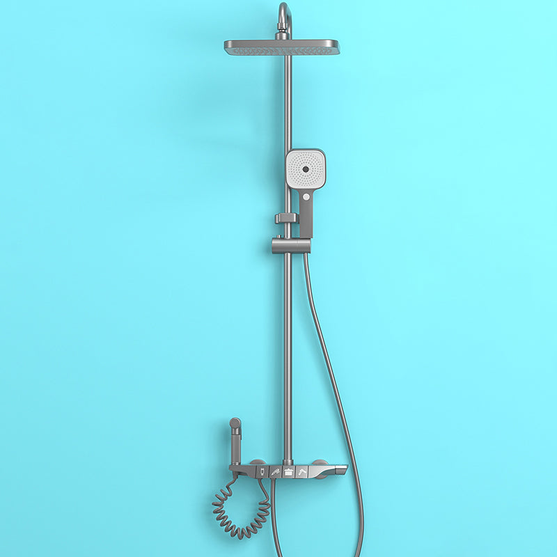 Modern Shower System Wall Mounted Spot Resist Rectangle Shower System with Hand Shower Clearhalo 'Bathroom Remodel & Bathroom Fixtures' 'Home Improvement' 'home_improvement' 'home_improvement_shower_faucets' 'Shower Faucets & Systems' 'shower_faucets' 'Showers & Bathtubs Plumbing' 'Showers & Bathtubs' 6381297