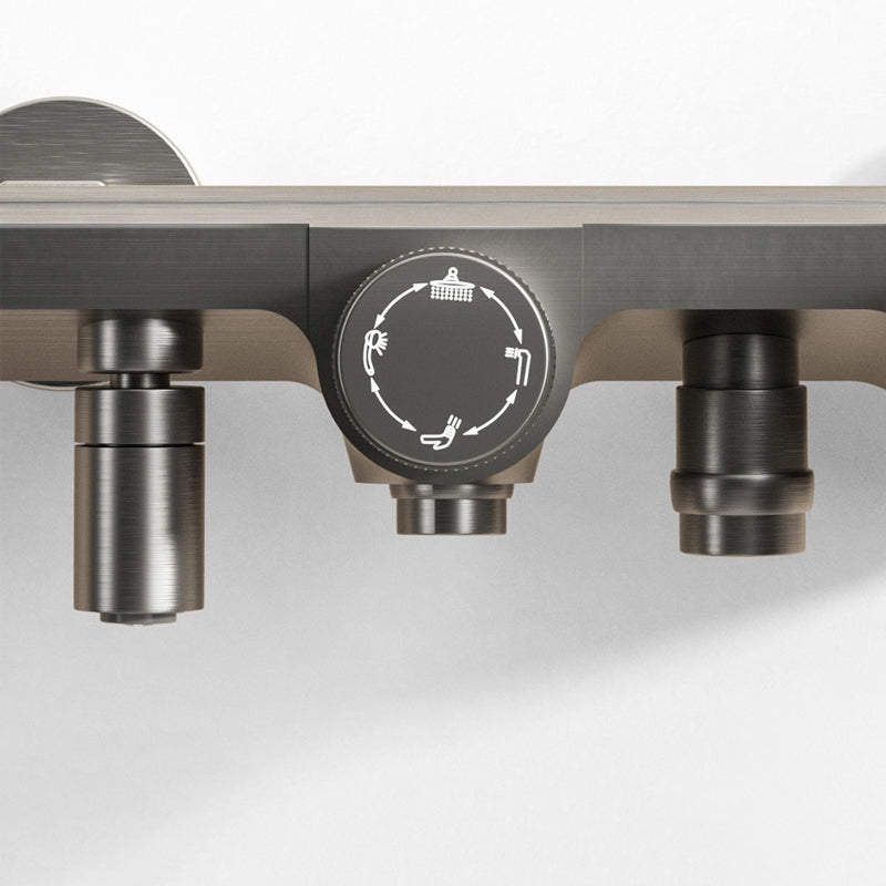 Modern Shower System Rectangle Handle Knob Wall Mounted Copper Shower System Clearhalo 'Bathroom Remodel & Bathroom Fixtures' 'Home Improvement' 'home_improvement' 'home_improvement_shower_faucets' 'Shower Faucets & Systems' 'shower_faucets' 'Showers & Bathtubs Plumbing' 'Showers & Bathtubs' 6381319