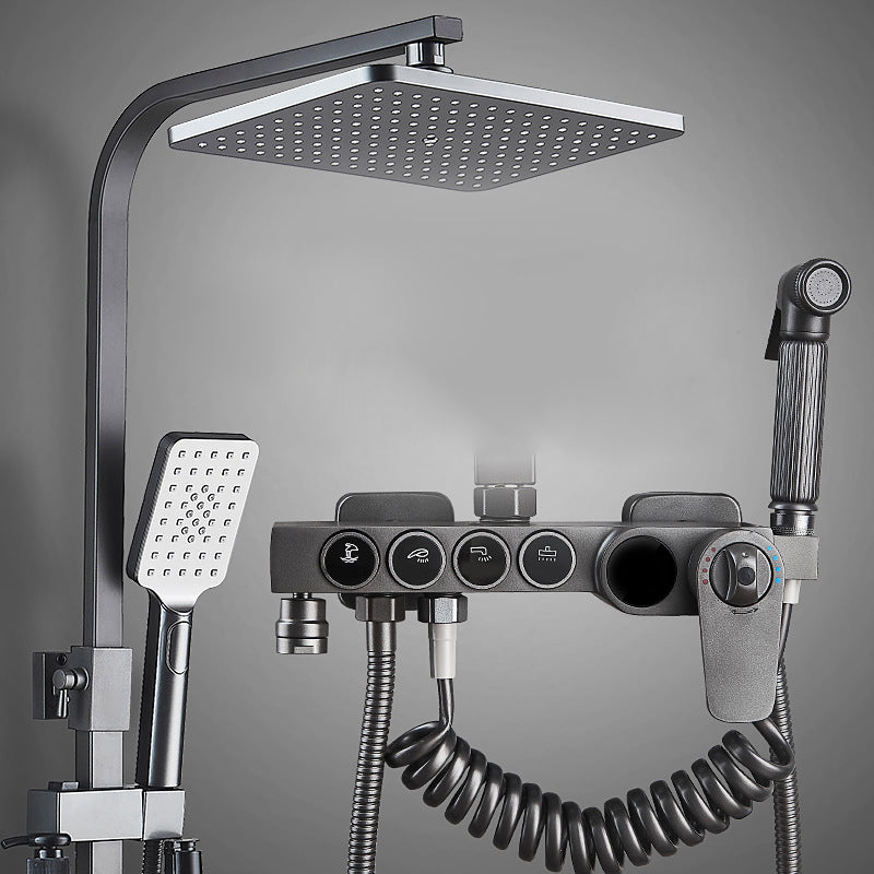 Contemporary Shower System Handheld Shower Head Slide Bar Wall Mounted Shower Set Clearhalo 'Bathroom Remodel & Bathroom Fixtures' 'Home Improvement' 'home_improvement' 'home_improvement_shower_faucets' 'Shower Faucets & Systems' 'shower_faucets' 'Showers & Bathtubs Plumbing' 'Showers & Bathtubs' 6381331