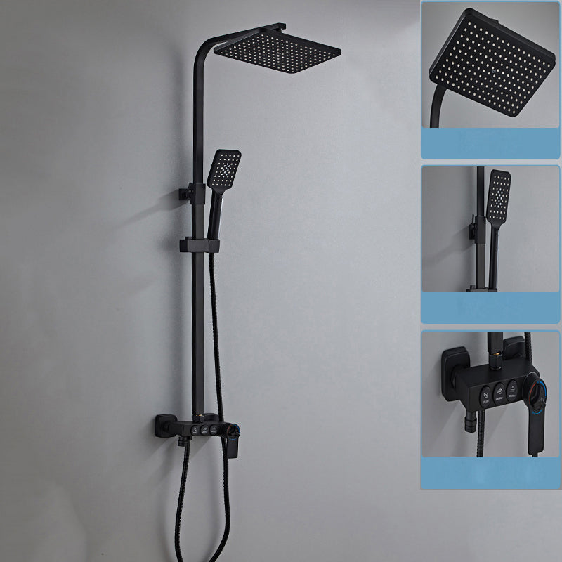 Contemporary Shower System Handheld Shower Head Slide Bar Wall Mounted Shower Set Black 3 Thermostatic Clearhalo 'Bathroom Remodel & Bathroom Fixtures' 'Home Improvement' 'home_improvement' 'home_improvement_shower_faucets' 'Shower Faucets & Systems' 'shower_faucets' 'Showers & Bathtubs Plumbing' 'Showers & Bathtubs' 6381332