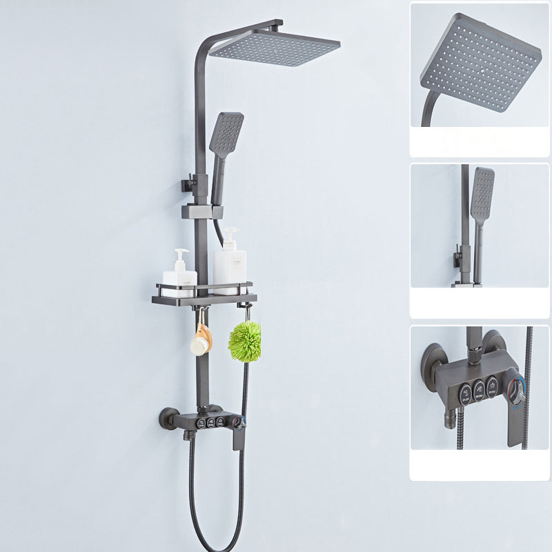 Contemporary Shower System Handheld Shower Head Slide Bar Wall Mounted Shower Set Silver 3 Thermostatic Clearhalo 'Bathroom Remodel & Bathroom Fixtures' 'Home Improvement' 'home_improvement' 'home_improvement_shower_faucets' 'Shower Faucets & Systems' 'shower_faucets' 'Showers & Bathtubs Plumbing' 'Showers & Bathtubs' 6381340