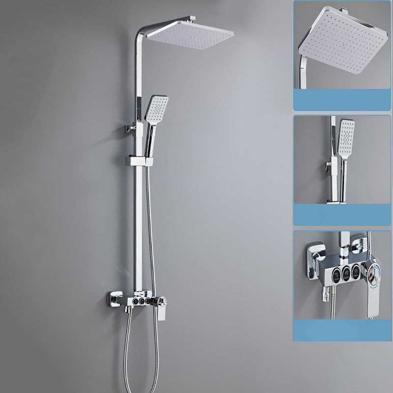 Contemporary Shower System Handheld Shower Head Slide Bar Wall Mounted Shower Set Gun Grey 3 Thermostatic Clearhalo 'Bathroom Remodel & Bathroom Fixtures' 'Home Improvement' 'home_improvement' 'home_improvement_shower_faucets' 'Shower Faucets & Systems' 'shower_faucets' 'Showers & Bathtubs Plumbing' 'Showers & Bathtubs' 6381347