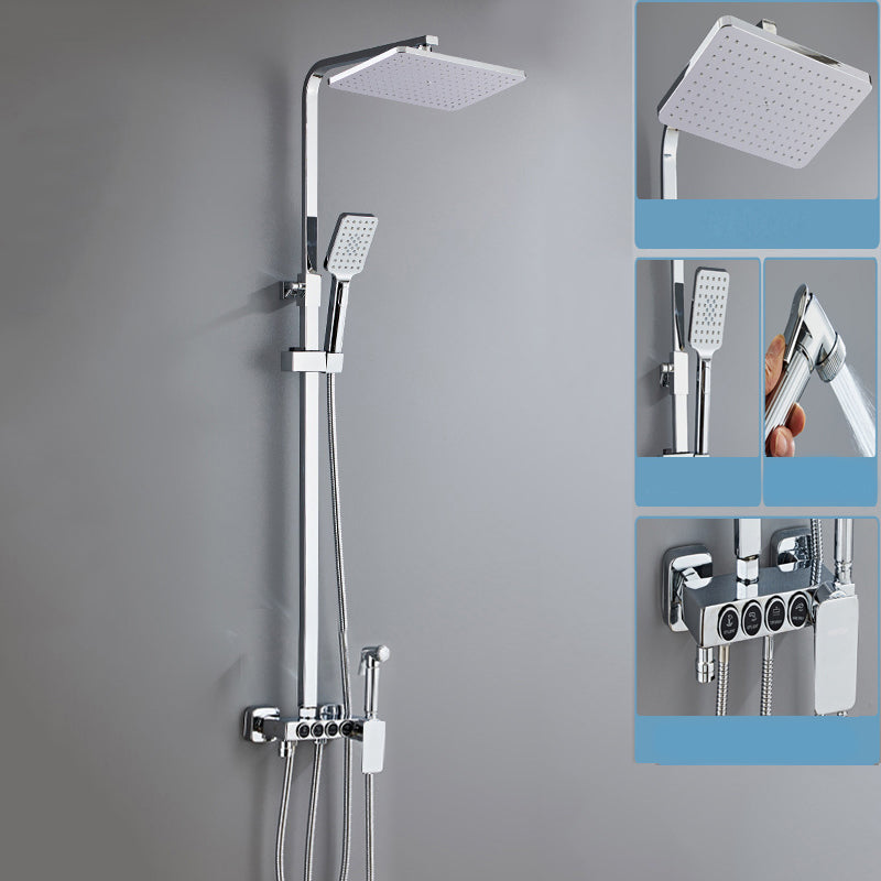 Contemporary Shower System Handheld Shower Head Slide Bar Wall Mounted Shower Set Gun Grey 4 Currency Clearhalo 'Bathroom Remodel & Bathroom Fixtures' 'Home Improvement' 'home_improvement' 'home_improvement_shower_faucets' 'Shower Faucets & Systems' 'shower_faucets' 'Showers & Bathtubs Plumbing' 'Showers & Bathtubs' 6381353