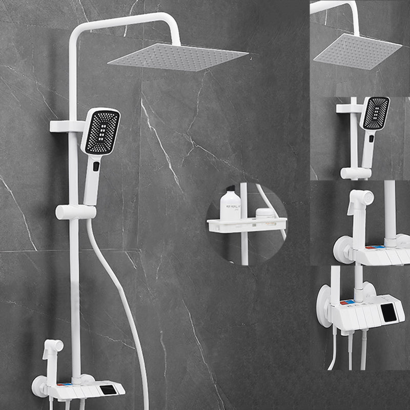 Contemporary Shower System Slide Bar Handheld Shower Head Wall Mounted Shower Set White Clearhalo 'Bathroom Remodel & Bathroom Fixtures' 'Home Improvement' 'home_improvement' 'home_improvement_shower_faucets' 'Shower Faucets & Systems' 'shower_faucets' 'Showers & Bathtubs Plumbing' 'Showers & Bathtubs' 6381406