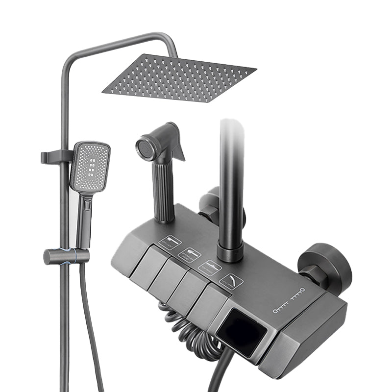 Contemporary Shower System Slide Bar Handheld Shower Head Wall Mounted Shower Set Clearhalo 'Bathroom Remodel & Bathroom Fixtures' 'Home Improvement' 'home_improvement' 'home_improvement_shower_faucets' 'Shower Faucets & Systems' 'shower_faucets' 'Showers & Bathtubs Plumbing' 'Showers & Bathtubs' 6381411