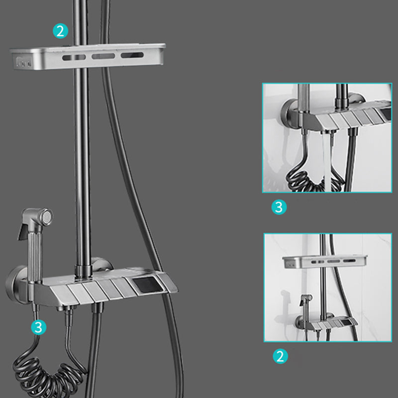 Contemporary Shower System Slide Bar Handheld Shower Head Wall Mounted Shower Set Clearhalo 'Bathroom Remodel & Bathroom Fixtures' 'Home Improvement' 'home_improvement' 'home_improvement_shower_faucets' 'Shower Faucets & Systems' 'shower_faucets' 'Showers & Bathtubs Plumbing' 'Showers & Bathtubs' 6381415