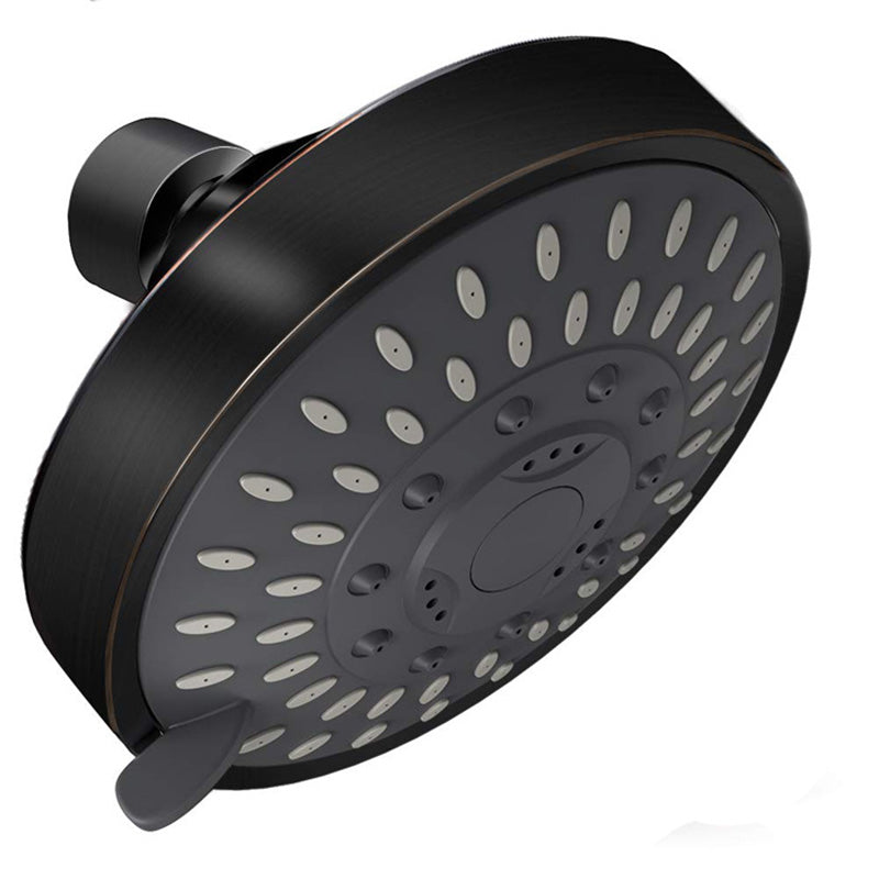 Round Metal Fixed Shower Head Traditional Adjustable Spray Pattern Shower Head Black Clearhalo 'Bathroom Remodel & Bathroom Fixtures' 'Home Improvement' 'home_improvement' 'home_improvement_shower_heads' 'Shower Heads' 'shower_heads' 'Showers & Bathtubs Plumbing' 'Showers & Bathtubs' 6381430