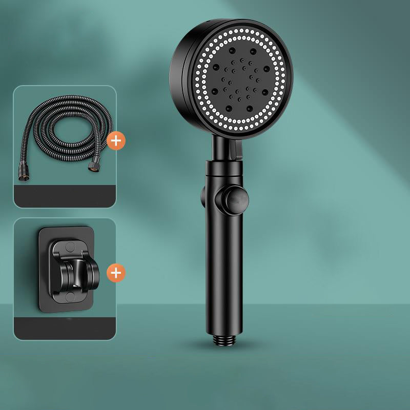 Adjustable Spray Pattern Shower Trim Stainless Steel Handheld Shower Head for Home Black Shower Heads & Hose & Wall pedestal Clearhalo 'Bathroom Remodel & Bathroom Fixtures' 'Home Improvement' 'home_improvement' 'home_improvement_shower_heads' 'Shower Heads' 'shower_heads' 'Showers & Bathtubs Plumbing' 'Showers & Bathtubs' 6381435