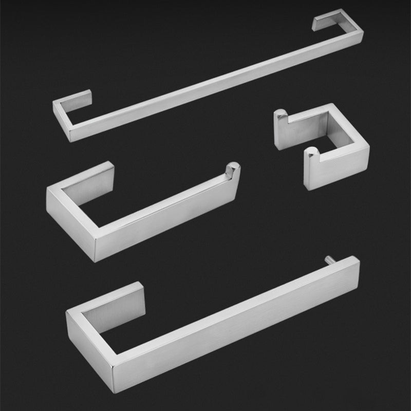 Stainless Steel Bathroom Set 4-piece Modern Style Simple Bathroom Hardware Set Clearhalo 'Bathroom Hardware Sets' 'Bathroom Hardware' 'Bathroom Remodel & Bathroom Fixtures' 'bathroom_hardware_sets' 'Home Improvement' 'home_improvement' 'home_improvement_bathroom_hardware_sets' 6385345