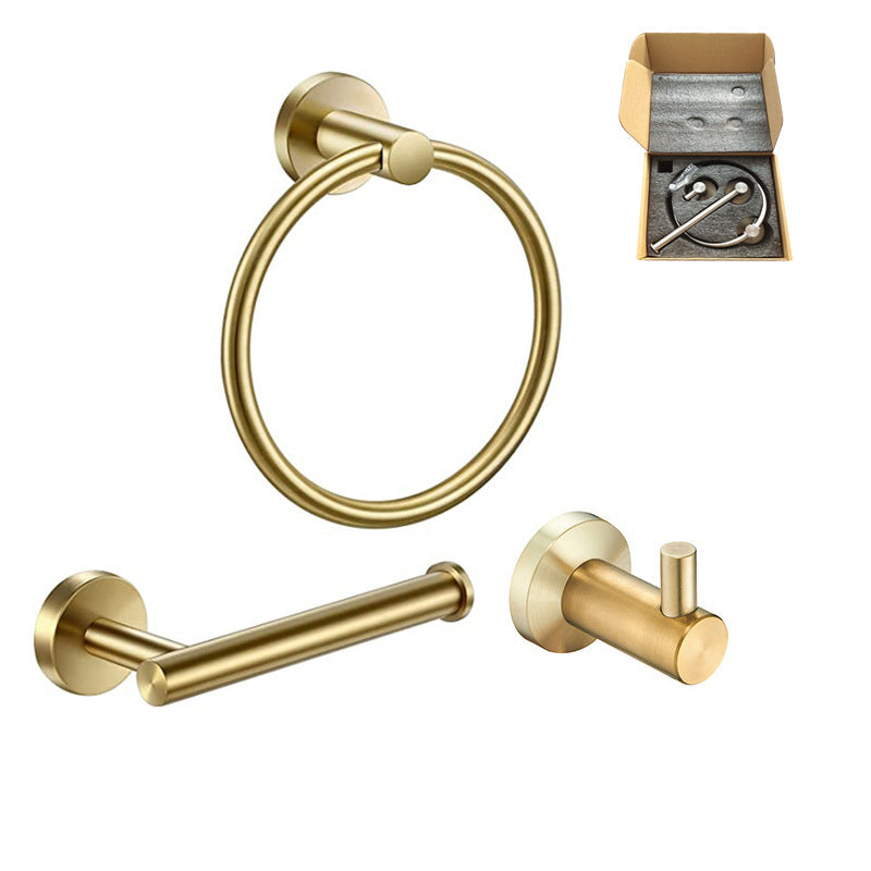 Stainless Steel Bathroom Set 3-piece Modern Style Simple Bathroom Hardware Set Gold Clearhalo 'Bathroom Hardware Sets' 'Bathroom Hardware' 'Bathroom Remodel & Bathroom Fixtures' 'bathroom_hardware_sets' 'Home Improvement' 'home_improvement' 'home_improvement_bathroom_hardware_sets' 6385359