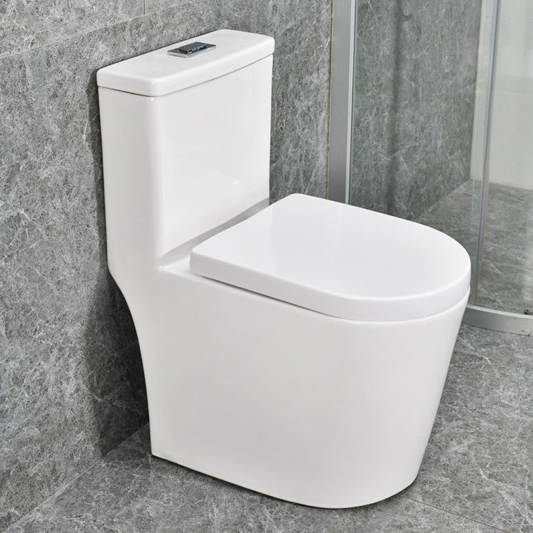 Modern White Flush Toilet Ceramic Elong One-Piece Toilet with Slow Close Seat 14"L x 23"W x 28"H 12" Clearhalo 'Bathroom Remodel & Bathroom Fixtures' 'Home Improvement' 'home_improvement' 'home_improvement_toilets' 'Toilets & Bidets' 'Toilets' 6387008