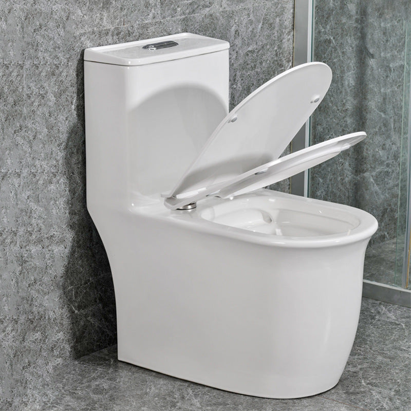 Modern White Flush Toilet Ceramic Elong One-Piece Toilet with Slow Close Seat 15"L x 26"W x 30"H 12" Clearhalo 'Bathroom Remodel & Bathroom Fixtures' 'Home Improvement' 'home_improvement' 'home_improvement_toilets' 'Toilets & Bidets' 'Toilets' 6387010