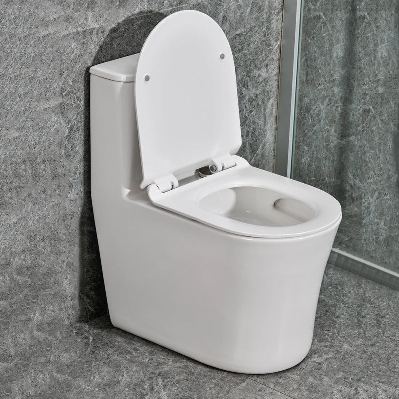 Modern White Flush Toilet Ceramic Elong One-Piece Toilet with Slow Close Seat 13"L x 23"W x 28"H Clearhalo 'Bathroom Remodel & Bathroom Fixtures' 'Home Improvement' 'home_improvement' 'home_improvement_toilets' 'Toilets & Bidets' 'Toilets' 6387011