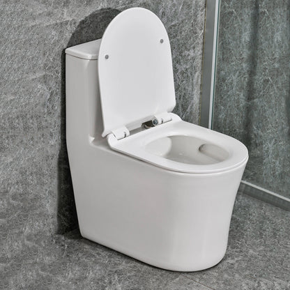 Modern White Flush Toilet Ceramic Elong One-Piece Toilet with Slow Close Seat 13"L x 23"W x 28"H