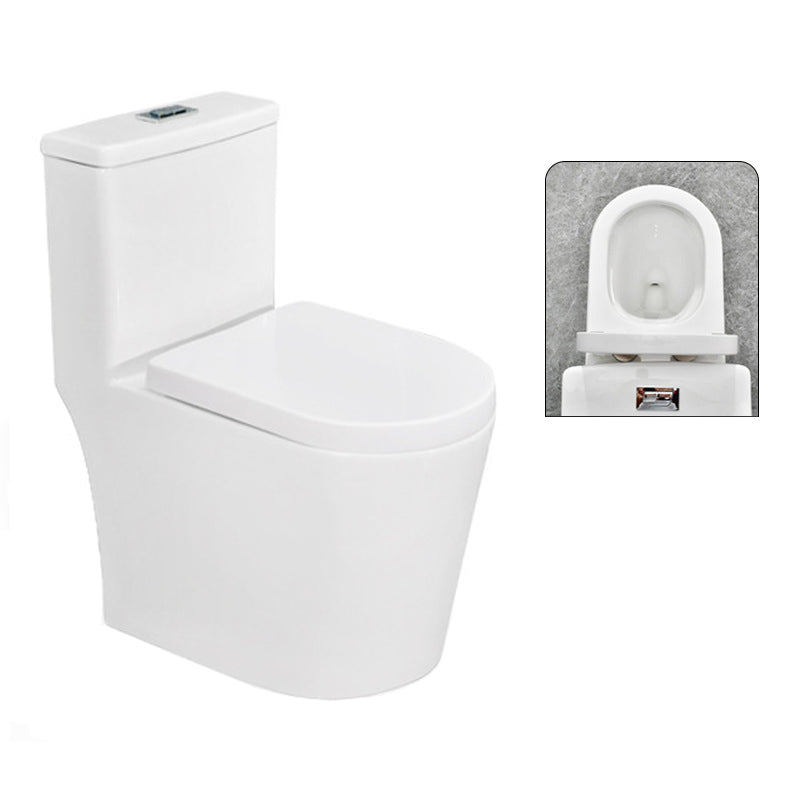 Modern White Flush Toilet Ceramic Elong One-Piece Toilet with Slow Close Seat 14"L x 23"W x 28"H 16" Clearhalo 'Bathroom Remodel & Bathroom Fixtures' 'Home Improvement' 'home_improvement' 'home_improvement_toilets' 'Toilets & Bidets' 'Toilets' 6387012