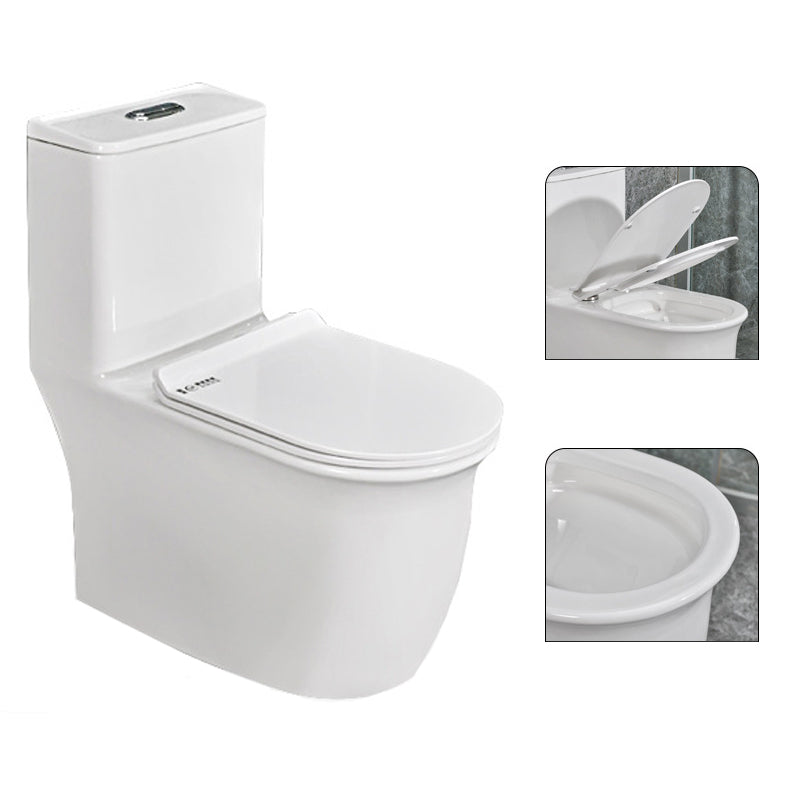 Modern White Flush Toilet Ceramic Elong One-Piece Toilet with Slow Close Seat 15"L x 26"W x 30"H 16" Clearhalo 'Bathroom Remodel & Bathroom Fixtures' 'Home Improvement' 'home_improvement' 'home_improvement_toilets' 'Toilets & Bidets' 'Toilets' 6387013