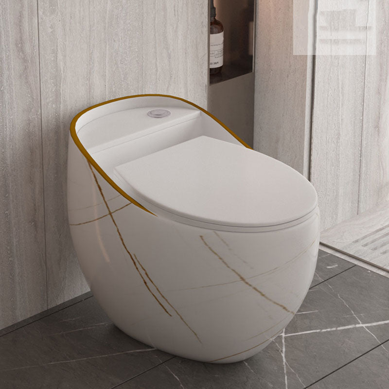 Concealed Tank Toilet Modern Siphon Jet One-Piece Toilet with Slow Close Seat White/ Gold Toilet Only 14" Clearhalo 'Bathroom Remodel & Bathroom Fixtures' 'Home Improvement' 'home_improvement' 'home_improvement_toilets' 'Toilets & Bidets' 'Toilets' 6387072