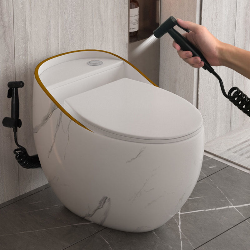 Concealed Tank Toilet Modern Siphon Jet One-Piece Toilet with Slow Close Seat White Gray Toilet with Sprayer Clearhalo 'Bathroom Remodel & Bathroom Fixtures' 'Home Improvement' 'home_improvement' 'home_improvement_toilets' 'Toilets & Bidets' 'Toilets' 6387075