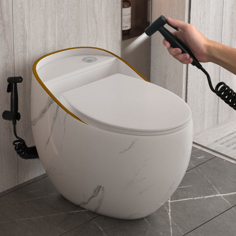 Concealed Tank Toilet Modern Siphon Jet One-Piece Toilet with Slow Close Seat White/ Gray Toilet with Sprayer Clearhalo 'Bathroom Remodel & Bathroom Fixtures' 'Home Improvement' 'home_improvement' 'home_improvement_toilets' 'Toilets & Bidets' 'Toilets' 6387075