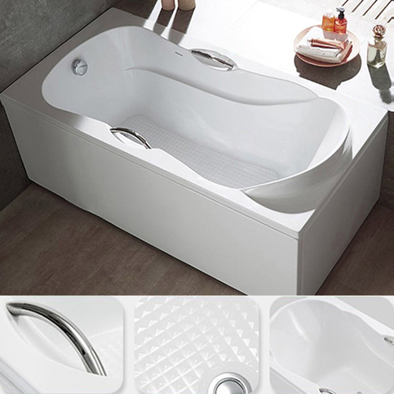 Modern Rectangular White Bathtub Back to Wall with Drain Bath Tub Left Tub Clearhalo 'Bathroom Remodel & Bathroom Fixtures' 'Bathtubs' 'Home Improvement' 'home_improvement' 'home_improvement_bathtubs' 'Showers & Bathtubs' 6387107