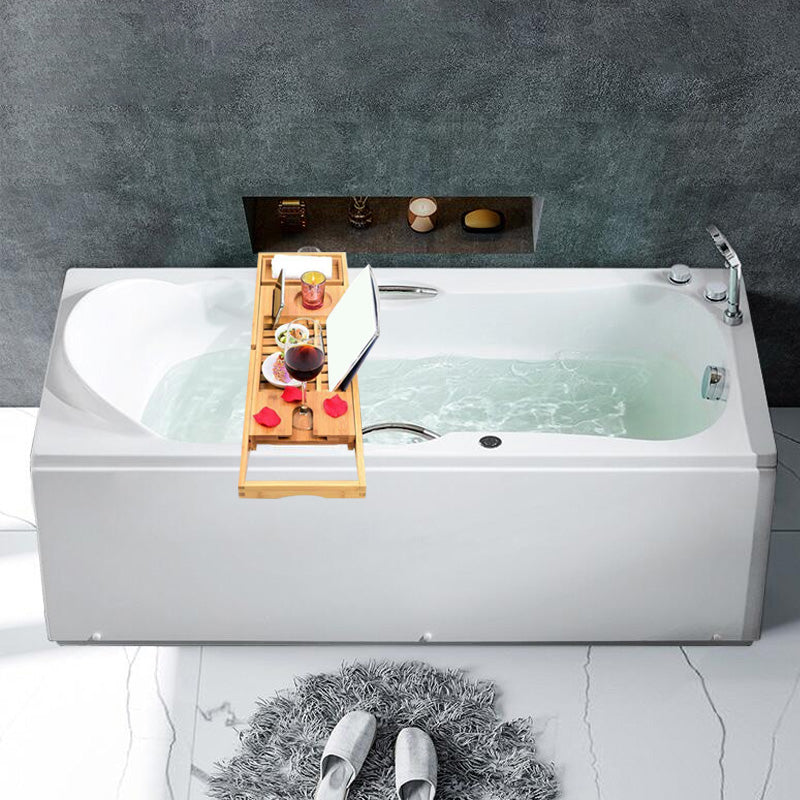 Modern Rectangular White Bathtub Back to Wall with Drain Bath Tub 51"L x 30"W x 27"H Right Tub with Silver 5-Piece Set Clearhalo 'Bathroom Remodel & Bathroom Fixtures' 'Bathtubs' 'Home Improvement' 'home_improvement' 'home_improvement_bathtubs' 'Showers & Bathtubs' 6387109