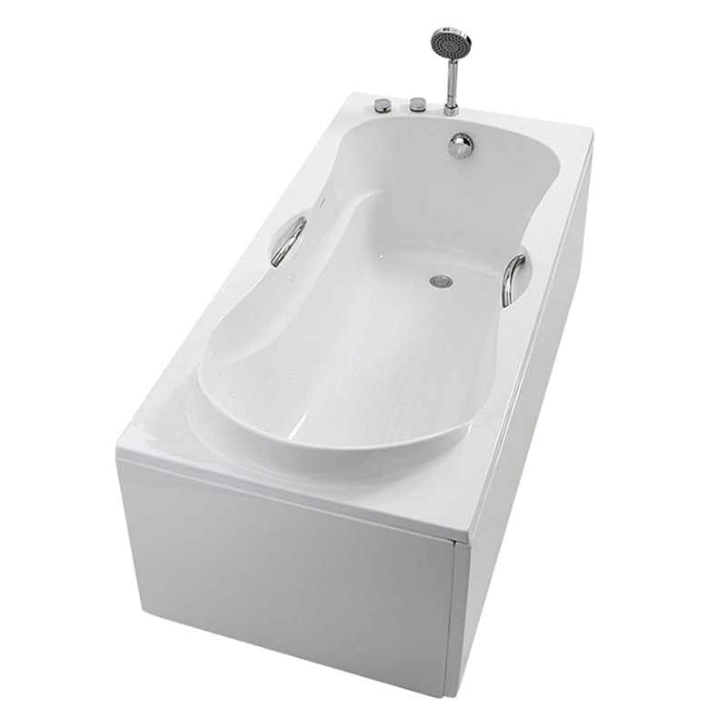 Modern Rectangular White Bathtub Back to Wall with Drain Bath Tub Clearhalo 'Bathroom Remodel & Bathroom Fixtures' 'Bathtubs' 'Home Improvement' 'home_improvement' 'home_improvement_bathtubs' 'Showers & Bathtubs' 6387114