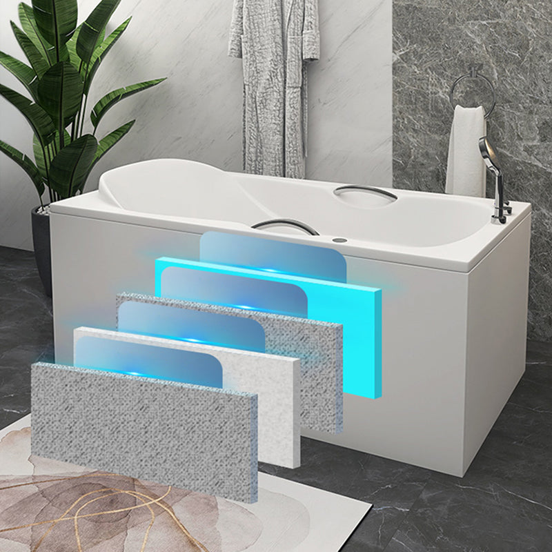 Modern Rectangular White Bathtub Back to Wall with Drain Bath Tub Clearhalo 'Bathroom Remodel & Bathroom Fixtures' 'Bathtubs' 'Home Improvement' 'home_improvement' 'home_improvement_bathtubs' 'Showers & Bathtubs' 6387116