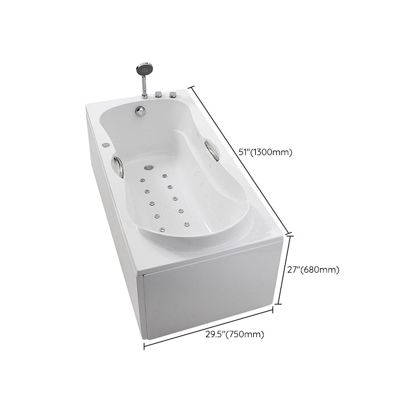Modern Rectangular White Bathtub Back to Wall with Drain Bath Tub Clearhalo 'Bathroom Remodel & Bathroom Fixtures' 'Bathtubs' 'Home Improvement' 'home_improvement' 'home_improvement_bathtubs' 'Showers & Bathtubs' 6387121