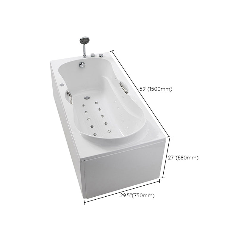 Modern Rectangular White Bathtub Back to Wall with Drain Bath Tub Clearhalo 'Bathroom Remodel & Bathroom Fixtures' 'Bathtubs' 'Home Improvement' 'home_improvement' 'home_improvement_bathtubs' 'Showers & Bathtubs' 6387125